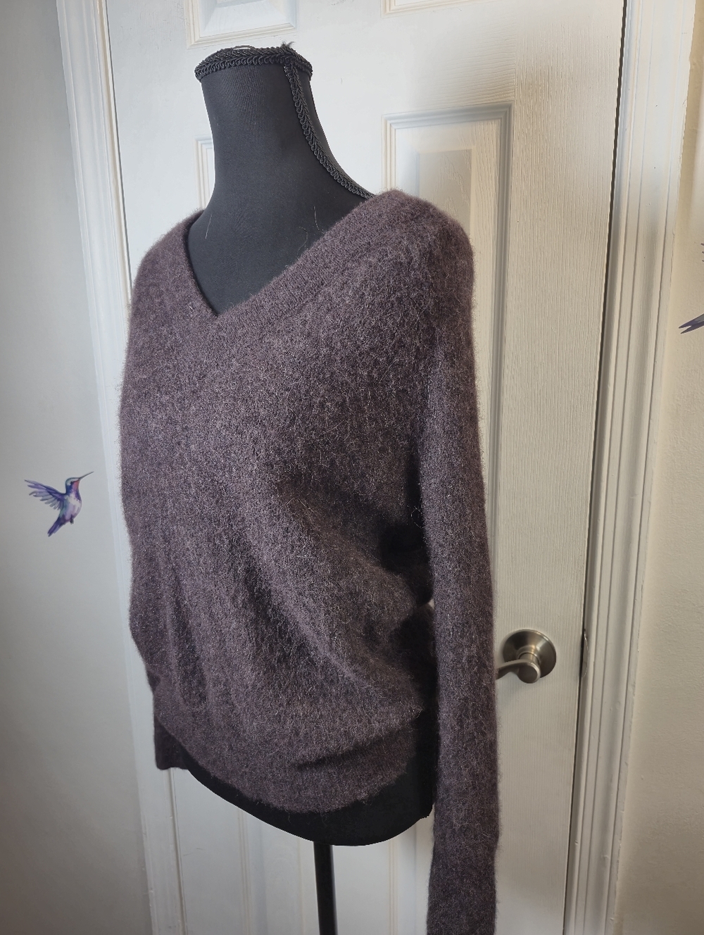 Madewell Alpaca Blend V-Neck Sweater in Plum Size M - Picture 3 of 7